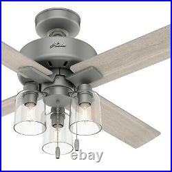 Hunter Fan 44 inch Contemporary Matte Silver Indoor Ceiling Fan with Light Kit