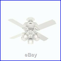 Hunter Fan 44 inch Fresh White Indoor Ceiling Fan with Light Kit & Remote Control
