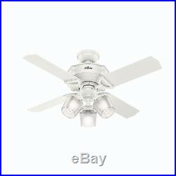 Hunter Fan 44 inch Fresh White Indoor Ceiling Fan with Light Kit & Remote Control