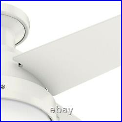 Hunter Fan 44 inch Indoor Low Profile Fresh White Ceiling Fan with Light Kit