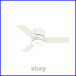 Hunter Fan 44 inch Low Profile Fresh White Ceiling Fan with Light Kit and Remote