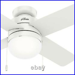 Hunter Fan 44 inch Low Profile Indoor Fresh White Ceiling Fan with Light Kit