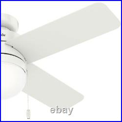 Hunter Fan 44 inch Low Profile Indoor Fresh White Ceiling Fan with Light Kit