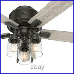 Hunter Fan 44 inch Low Profile Noble Bronze Indoor Ceiling Fan with Light Kit