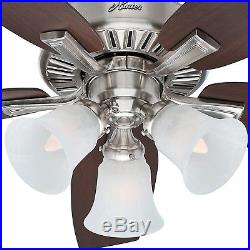 Hunter Fan 46 in Brushed Nickel Finish Ceiling Fan with Light Kit & Remote Control