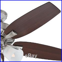 Hunter Fan 46 in Brushed Nickel Finish Ceiling Fan with Light Kit & Remote Control