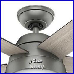 Hunter Fan 46 in Casual Matte Silver Ceiling Fan with Light Kit and Pull Chain