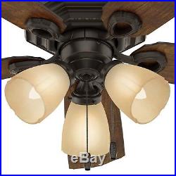 Hunter Fan 46 inch Traditional Onyx Bengal Bronze Indoor Ceiling Fan withLight Kit