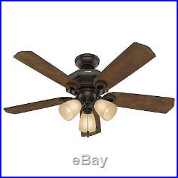 Hunter Fan 46 inch Traditional Onyx Bengal Bronze Indoor Ceiling Fan withLight Kit