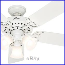 Hunter Fan 46 inch White Finish Indoor Ceiling Fan with Light Kit