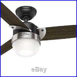 Hunter Fan 48 in. Modern Matte Black Ceiling Fan with Light Kit & Remote Control