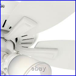Hunter Fan 48 inch Casual Fresh White Indoor Ceiling Fan with Light Kit 5 Blade