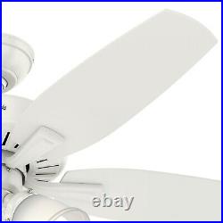 Hunter Fan 48 inch Casual Fresh White Indoor Ceiling Fan with Light Kit 5 Blade