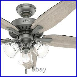 Hunter Fan 48 inch Casual Matte Silver Indoor Ceiling Fan with Light Kit