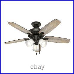 Hunter Fan 48 inch Indoor Noble Bronze Ceiling Fan with Light Kit and Pull Chain