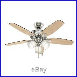 Hunter Fan 48 inch Traditional Brushed Nickel Indoor Ceiling Fan withLED Light Kit