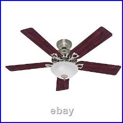 Hunter Fan 52 Brushed Nickel Finish Ceiling Fan with Marble White Glass Light Kit
