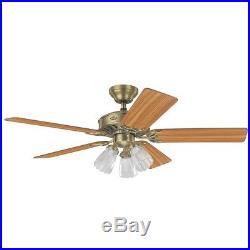 Hunter Fan 52 Ceiling Fan with Light Kit and Clear Shades, Antique Brass