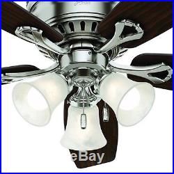 Hunter Fan 52 in Brushed Nickel Finish Ceiling Fan with Light Kit & Remote Control