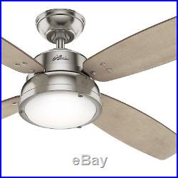 Hunter Fan 52 in Casual Brushed Nickel Ceiling Fan with Light Kit & Remote Control