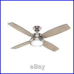 Hunter Fan 52 in Casual Brushed Nickel Ceiling Fan with Light Kit & Remote Control