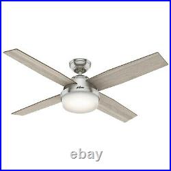 Hunter Fan 52 in Contemporary Brushed Nickel Ceiling Fan With Light Kit and Remote