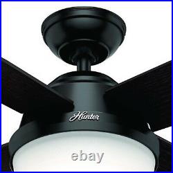 Hunter Fan 52 in Contemporary Matte Black Ceiling Fan with Light Kit and Remote