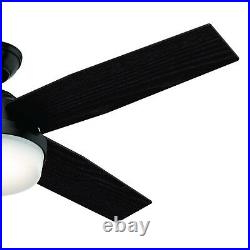 Hunter Fan 52 in Contemporary Matte Black Ceiling Fan with Light Kit and Remote