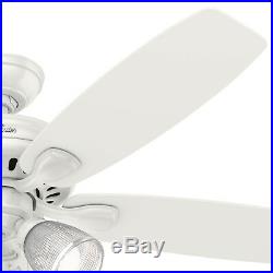 Hunter Fan 52 in. Fresh White Ceiling Fan with LED Clear Glass Light Kit