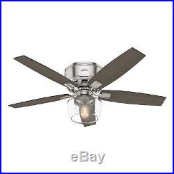 Hunter Fan 52 in. Low Profile Brushed Nickel Ceiling Fan with LED Light Kit