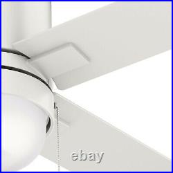 Hunter Fan 52 in Low Profile Fresh White Ceiling Fan w Light Kit and Pull Chain