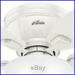 Hunter Fan 52 in. Low Profile Fresh White Ceiling Fan with LED Bowl Light Kit