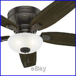 Hunter Fan 52 in. Low Profile Noble Bronze Ceiling Fan with LED Bowl Light Kit