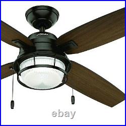 Hunter Fan 52 in Noble Bronze Outdoor Ceiling Fan with Light Kit and Pull Chain
