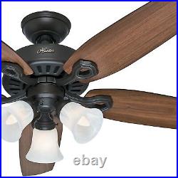 Hunter Fan 52 in Traditional New Bronze Indoor Ceiling Fan w Light Kit, 5 Blades