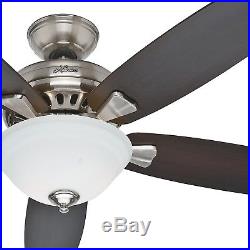 Hunter Fan 52 inch Brushed Nickel Ceiling Fan with Cased White Glass Light Kit