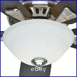 Hunter Fan 52 inch Brushed Nickel Ceiling Fan with Cased White Glass Light Kit