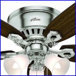 Hunter Fan 52 inch Brushed Nickel Ceiling Fan with Light Kit & Remote Control