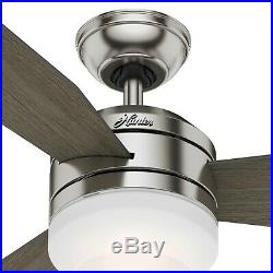 Hunter Fan 52 inch Brushed Nickel Ceiling Fan with Light Kit and Remote Control