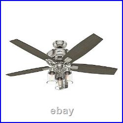 Hunter Fan 52 inch Brushed Nickel Indoor Ceiling Fan with Light Kit and Remote