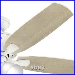 Hunter Fan 52 inch Casual Fresh White Ceiling Fan with Light Kit and Pull Chain