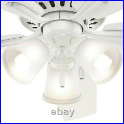 Hunter Fan 52 inch Casual Fresh White Indoor Ceiling Fan with Light Kit
