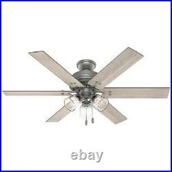 Hunter Fan 52 inch Casual Matte Silver Ceiling Fan with Light Kit and Pull Chain