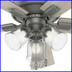 Hunter Fan 52 inch Casual Matte Silver Indoor Ceiling Fan with Light Kit