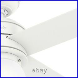 Hunter Fan 52 inch Casual Matte White Indoor Ceiling Fan with Light Kit 4 Blades