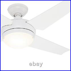 Hunter Fan 52 inch Casual White Indoor Ceiling Fan with Light Kit, 4 Blades