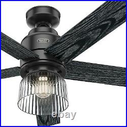 Hunter Fan 52 inch Contemporary Matte Black Ceiling Fan with Light Kit, 5 Blade