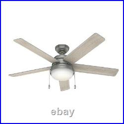 Hunter Fan 52 inch Contemporary Matte Silver Indoor Ceiling Fan with Light Kit