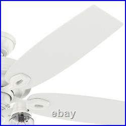Hunter Fan 52 inch Fresh White Indoor Ceiling Fan with Light Kit and Pull Chain