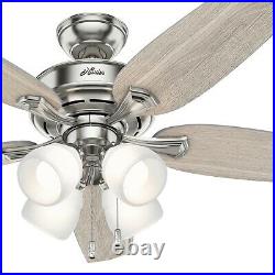 Hunter Fan 52 inch Indoor Casual Brushed Nickel Ceiling Fan with Light Kit